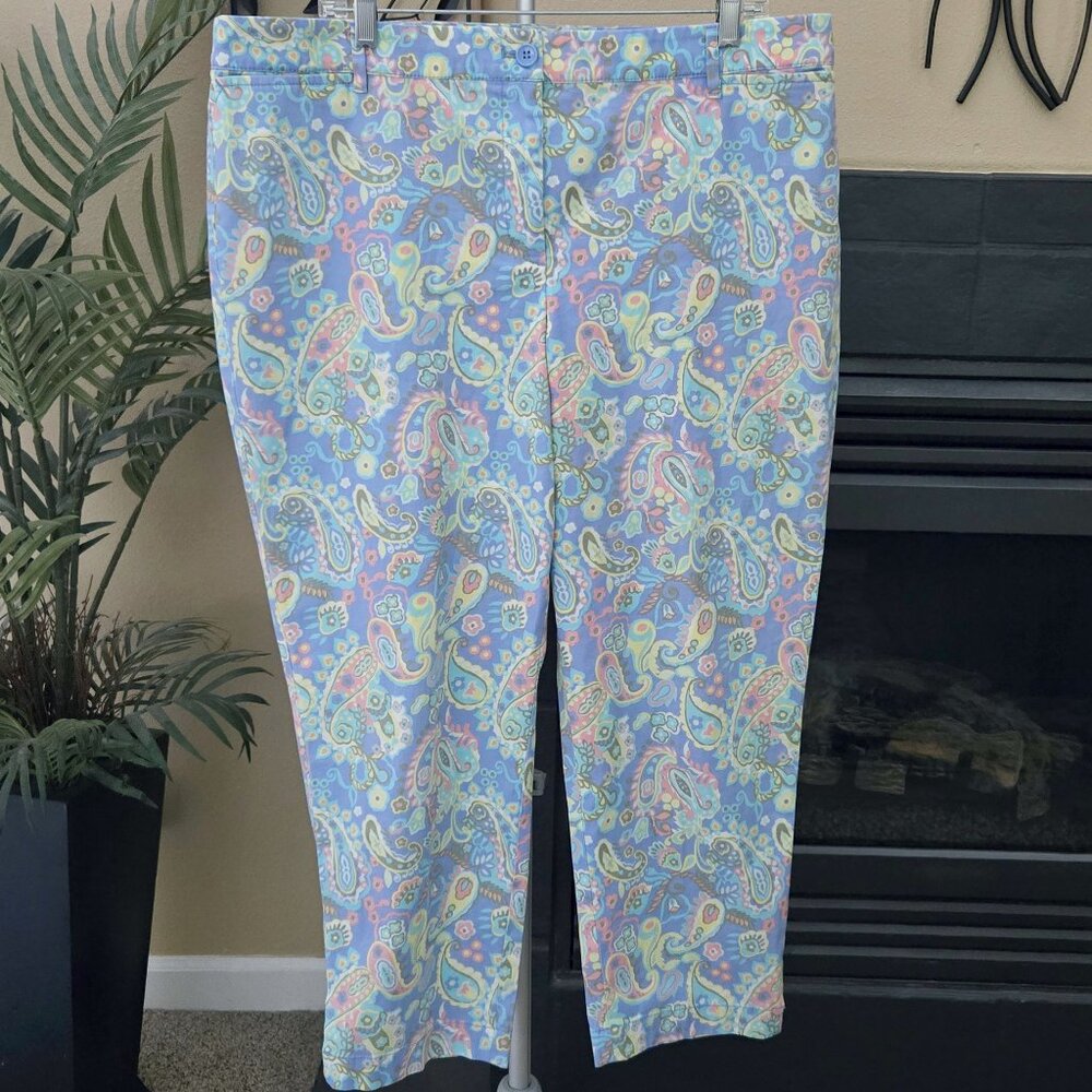 NWOT Talbots sz 16 multi paisley perfect crop pants - Picture 2 of 4